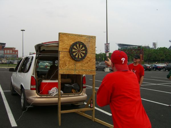 Yes these guys have a portable dart board, they know how to tailgate.